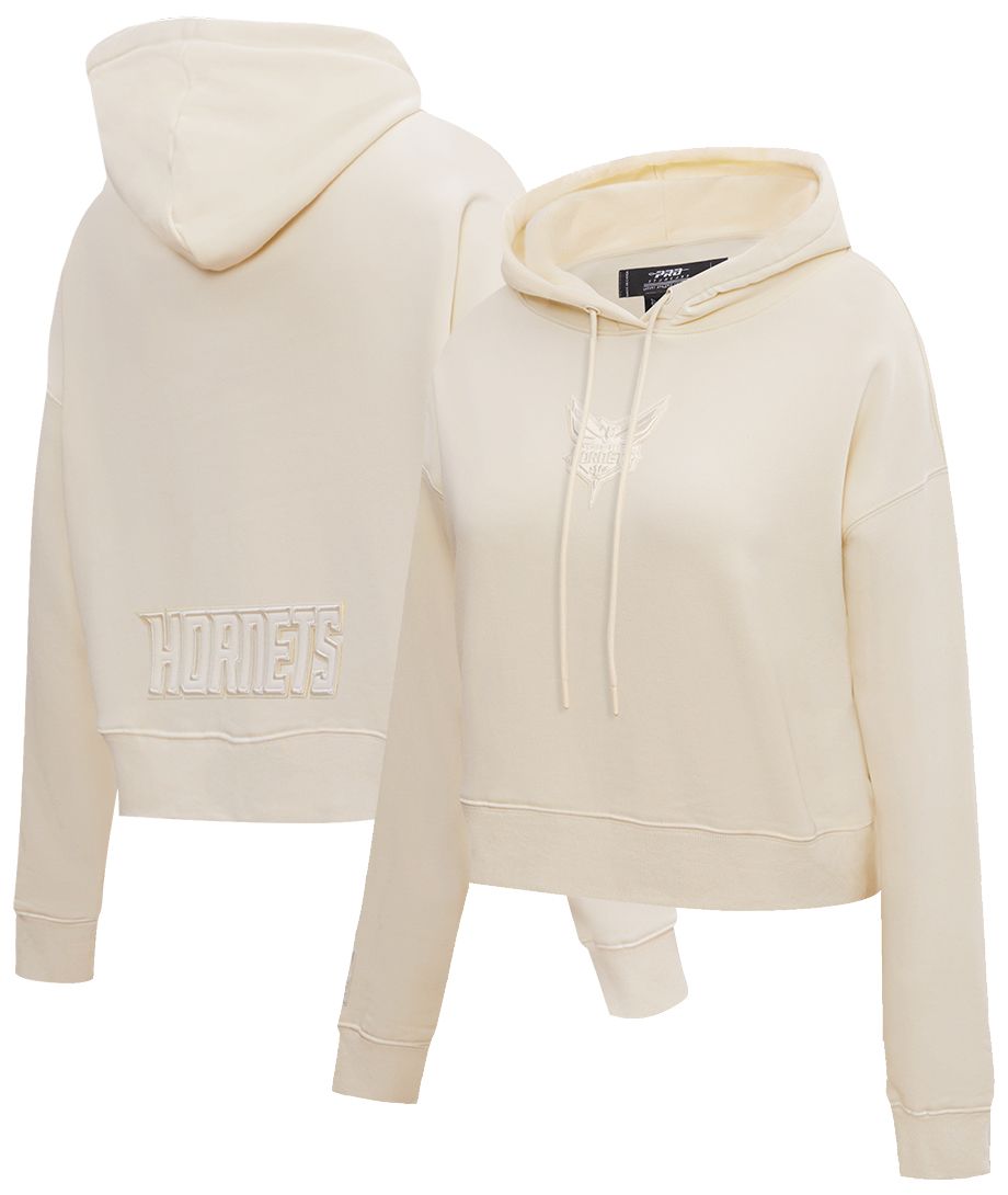 Pro Standard Women's Charlotte Hornets Off White Neutral Cropped Fleece Pullover Hoodie