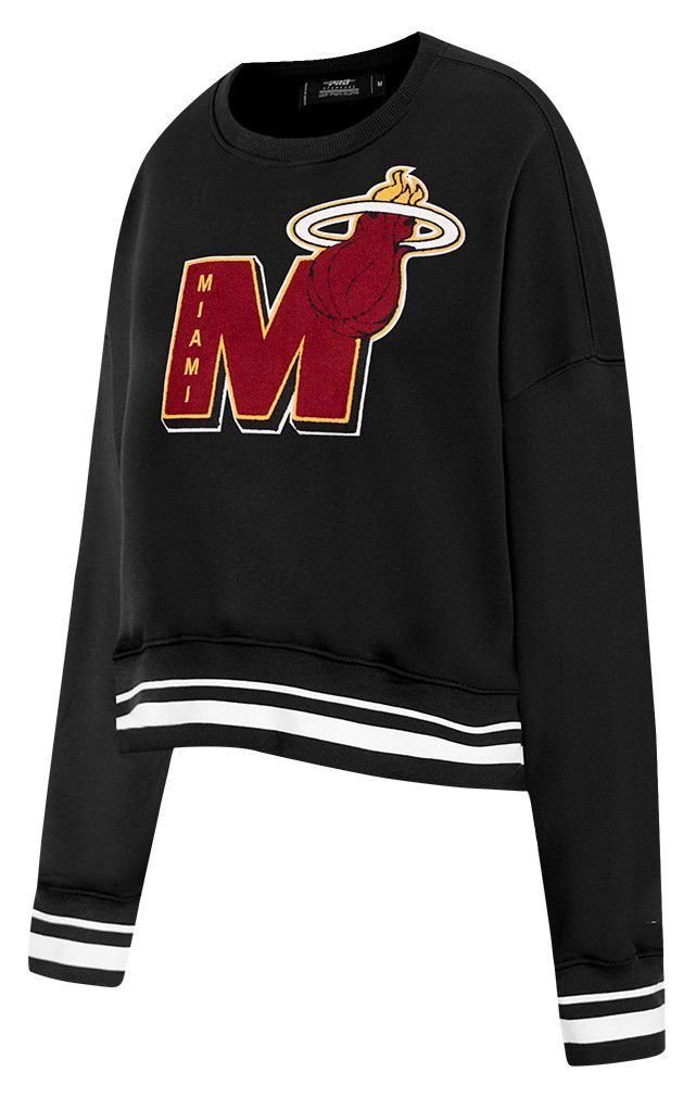 Pro Standard Women's Miami Heat Black Mash Up Rib Fleece Crewneck Sweatshirt