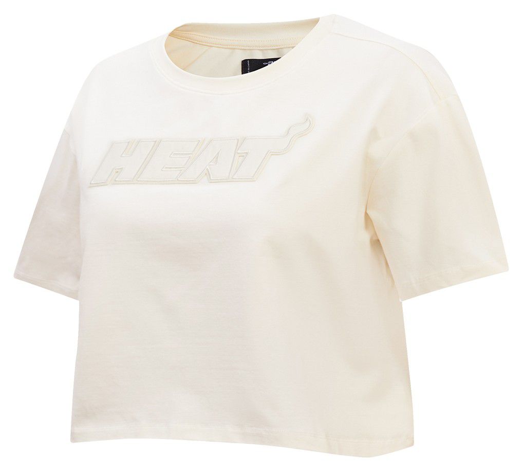 Pro Standard Women's Miami Heat Off White Neutral Boxy T-Shirt