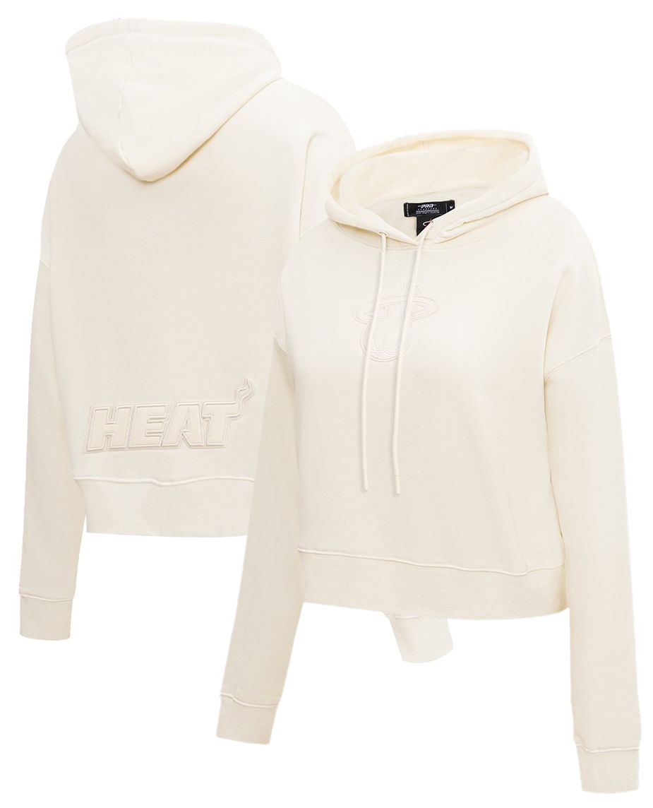 Pro Standard Women's Miami Heat Off White Neutral Cropped Fleece Pullover Hoodie