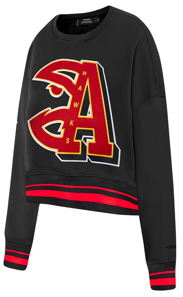 Pro Standard Women's Atlanta Hawks Black Mash Up Rib Fleece Crewneck Sweatshirt
