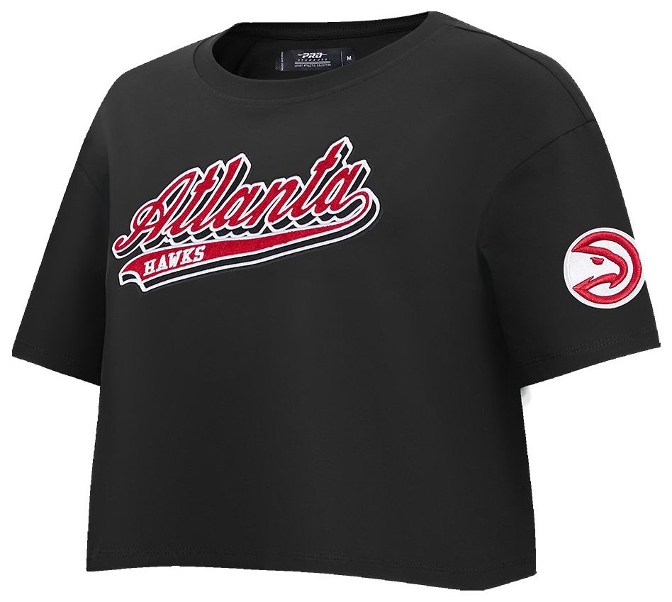 Pro Standard Women's Atlanta Hawks Black Script Tail Boxy T-Shirt