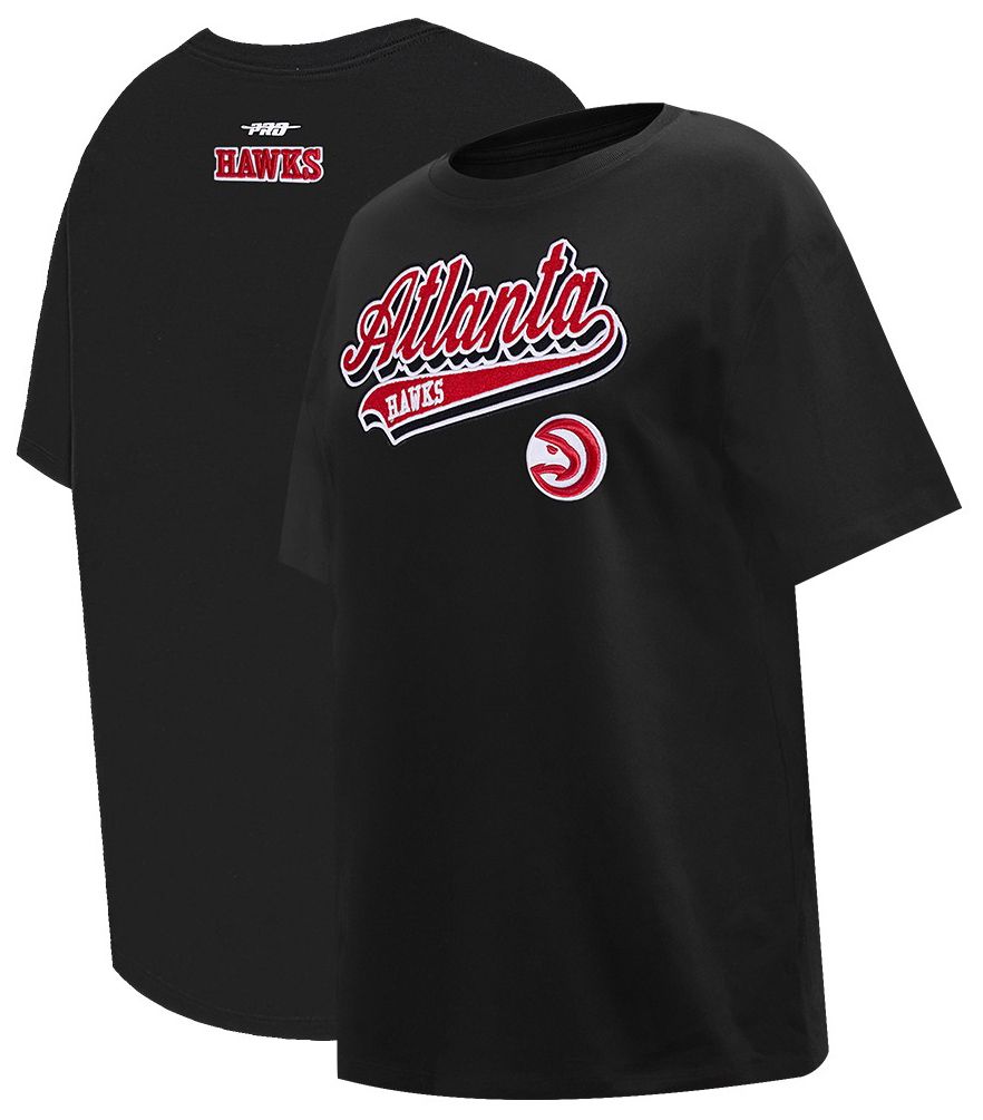 Pro Standard Women's Atlanta Hawks Black Script Tail Boyfriend T-Shirt