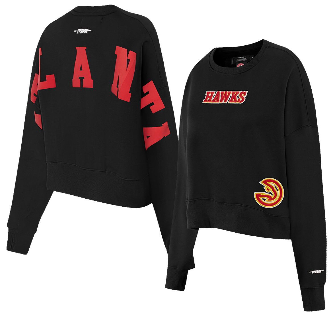 Pro Standard Women's Atlanta Hawks Black Wingspan Fleece Crewneck Sweatshirt