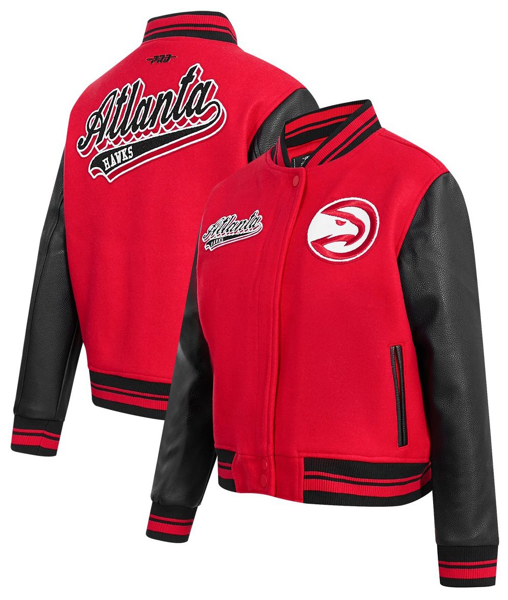 Pro Standard Women's Atlanta Hawks Red Script Tail Wool Varsity Jacket