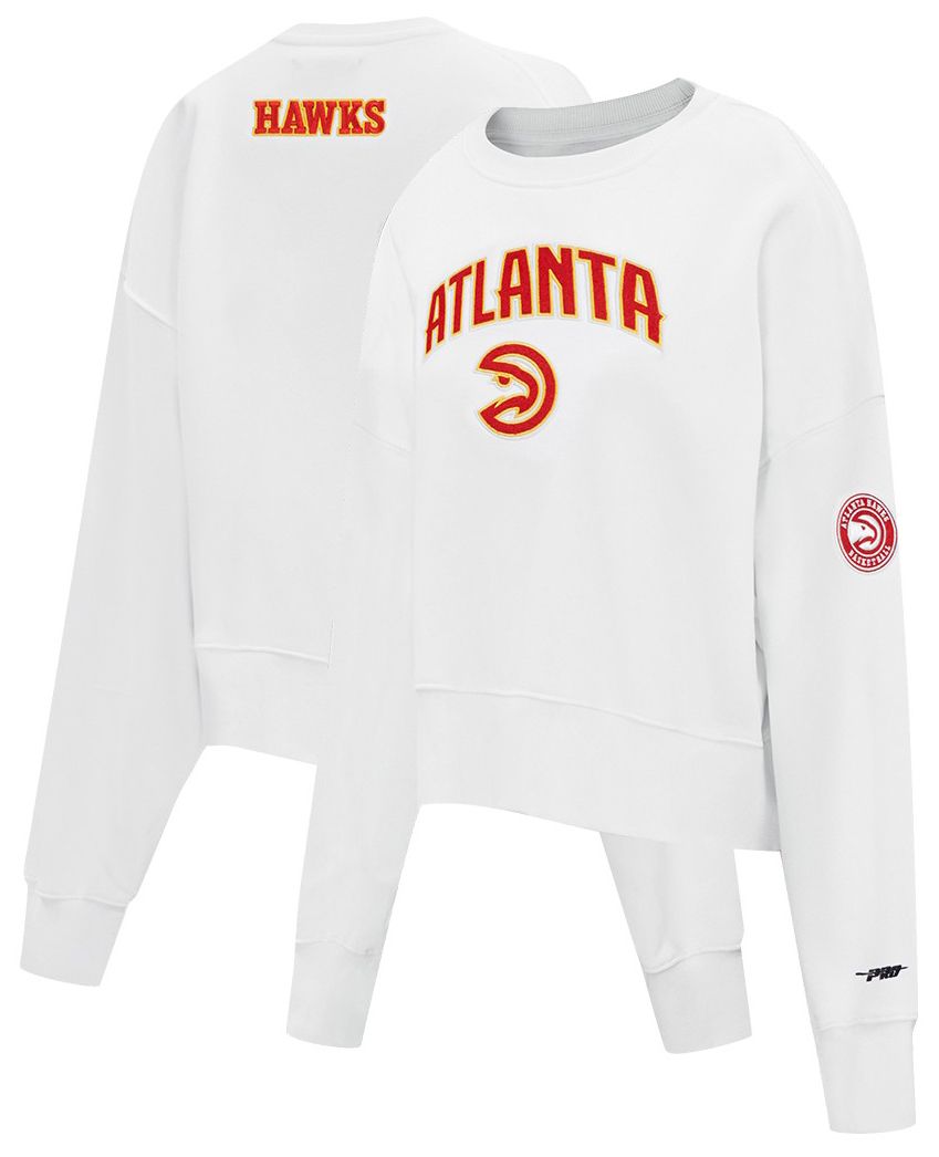 Pro Standard Women's Atlanta Hawks White Classic Fleece Crewneck Sweatshirt