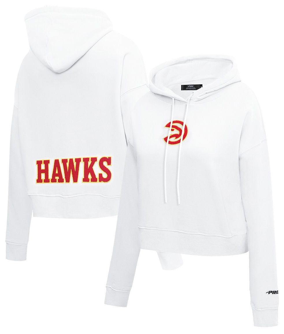 Pro Standard Women's Atlanta Hawks White Classic Cropped Fleece Pullover Hoodie
