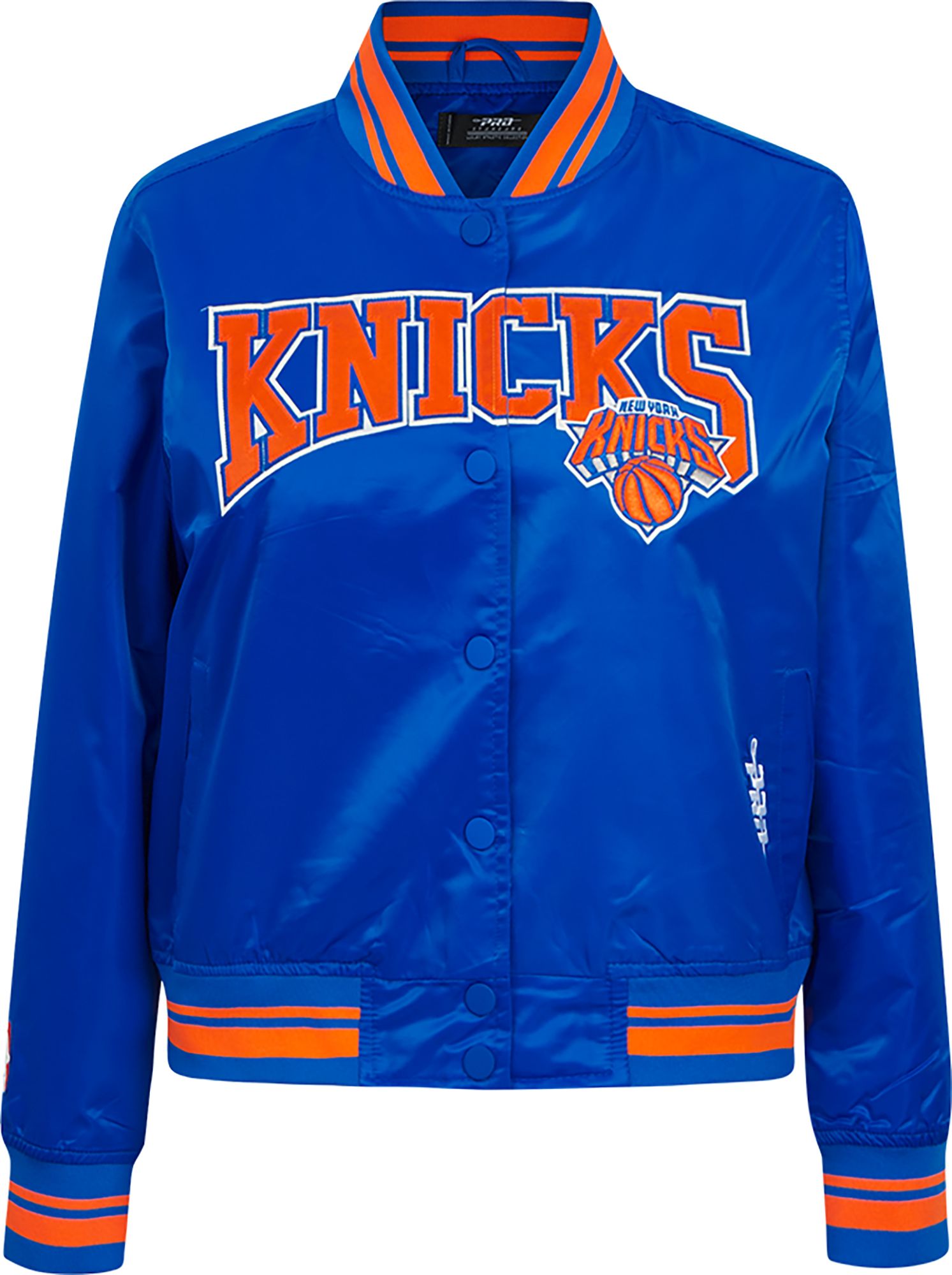 Pro Standard Women's New York Knicks Blue Crest Emblem Full-Zip Satin Jacket