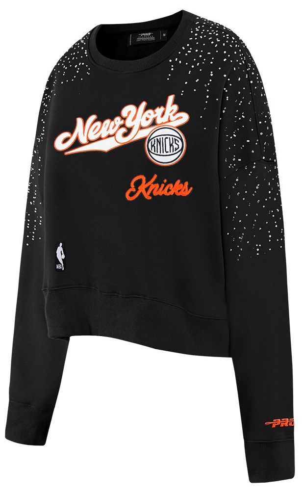 Pro Standard Women's New York Knicks Black Legacy Fleece Crewneck Sweatshirt