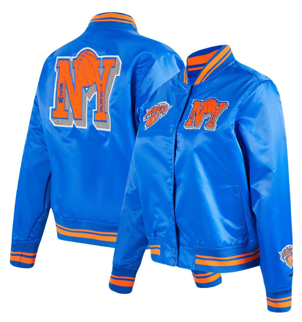 Pro Standard Women's New York Knicks Blue Mash Up Rib Satin Jacket