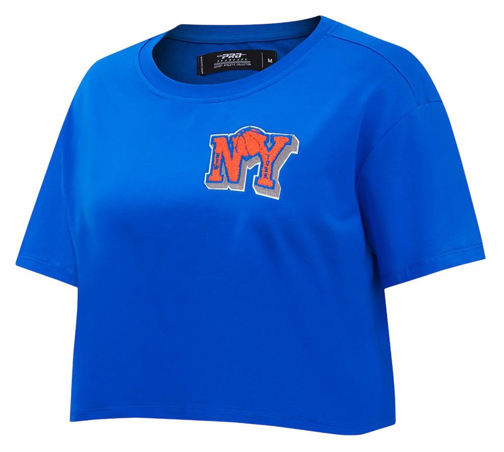 Pro Standard Women's New York Knicks Blue Mash Up Boxy Cropped T-Shirt