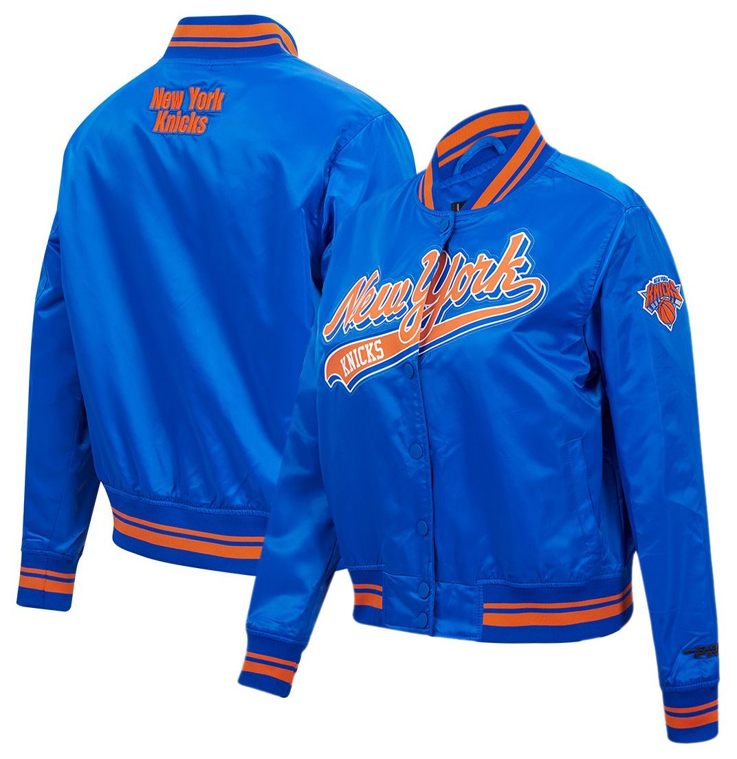 Pro Standard Women's New York Knicks Blue Script Tail Satin Jacket