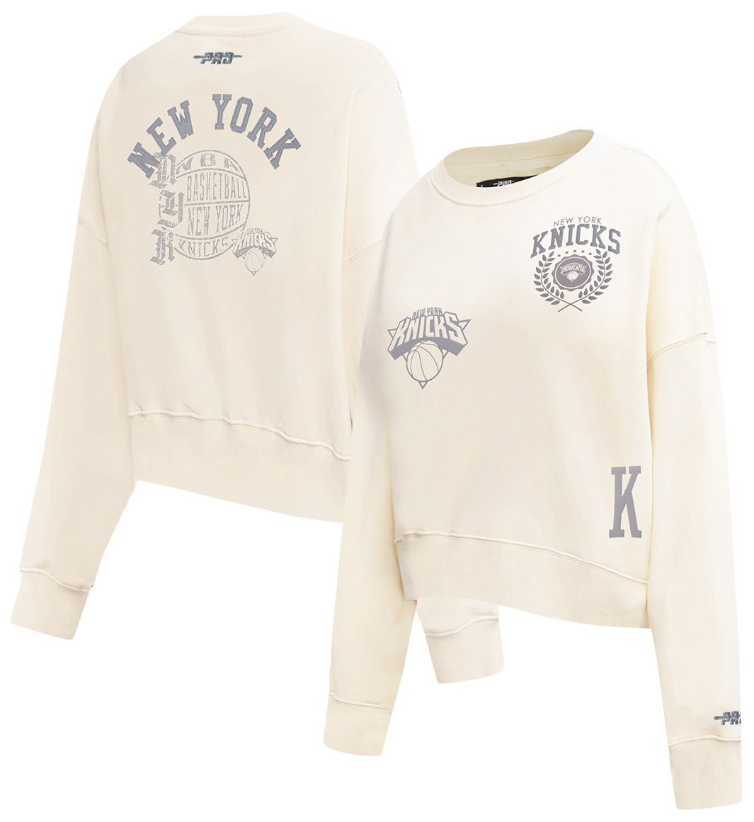 Pro Standard Women's New York Knicks Off White Street Team Crewneck Sweatshirt