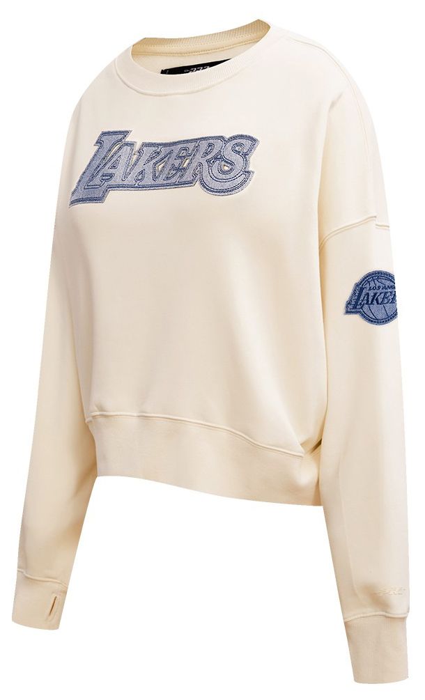 Pro Standard Women's Los Angeles Lakers Linen Varsity Blues Fleece Crewneck Sweatshirt