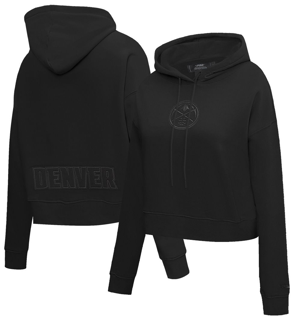 Pro Standard Women's Denver Nuggets Black Neutral Cropped Fleece Pullover Hoodie