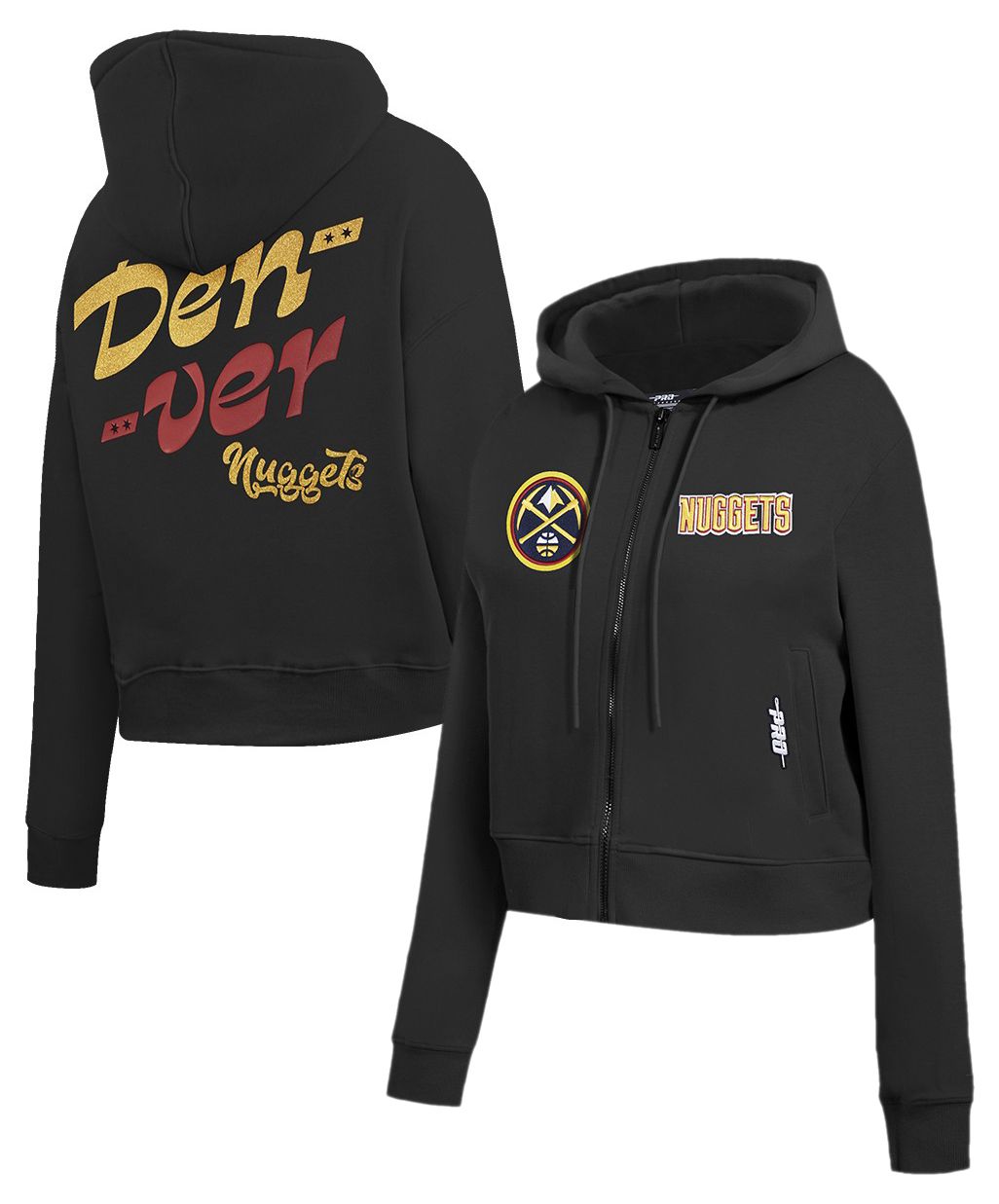 Pro Standard Women's Denver Nuggets Black Wordplay Full Zip Hoodie