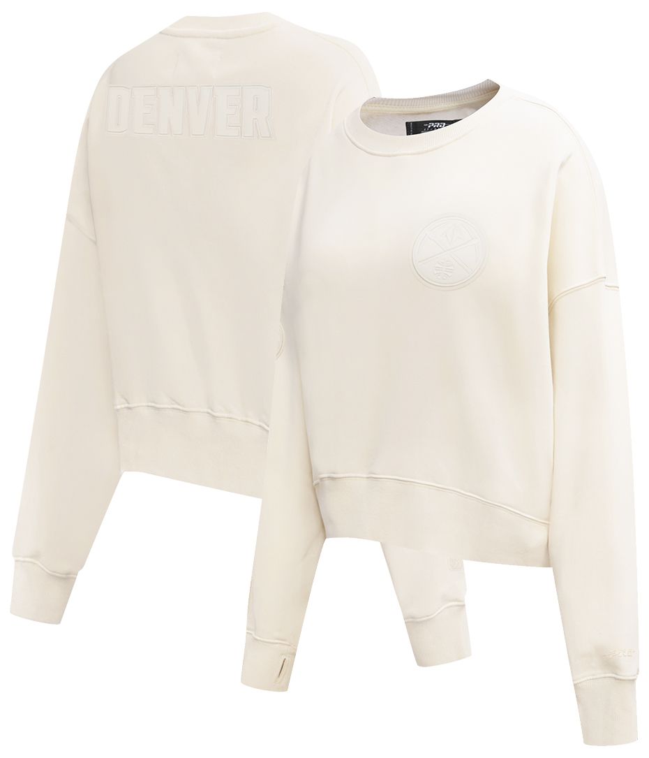 Pro Standard Women's Denver Nuggets Off White Neutral Fleece Crewneck Sweatshirt
