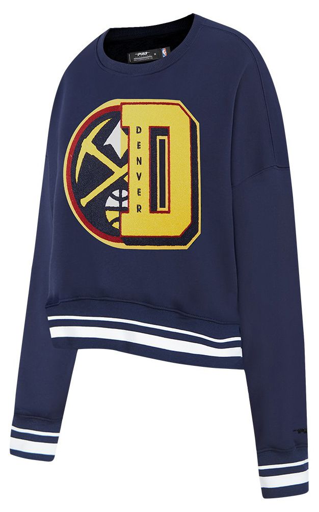 Pro Standard Women's Denver Nuggets Navy Mash Up Rib Fleece Crewneck Sweatshirt