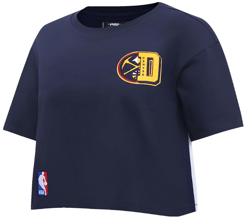 Pro Standard Women's Denver Nuggets Navy Mash Up Boxy Cropped T-Shirt
