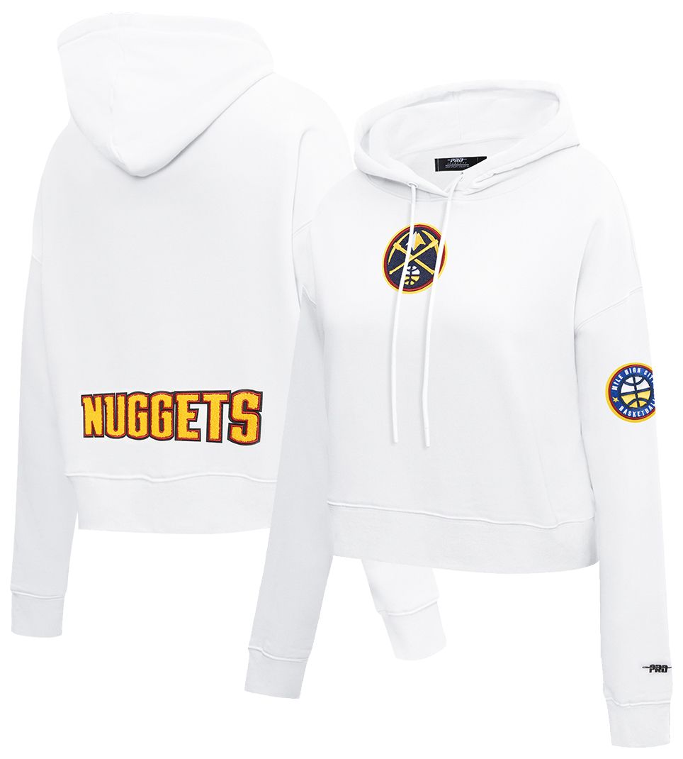 Pro Standard Women's Denver Nuggets White Classic Cropped Fleece Pullover Hoodie