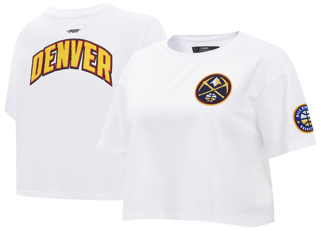 Pro Standard Women's Denver Nuggets White Classic Boxy Cropped T-Shirt