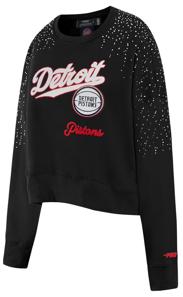 Pro Standard Women's Detroit Pistons Black Legacy Fleece Crewneck Sweatshirt