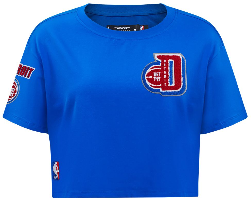 Pro Standard Women's Detroit Pistons Blue Mash Up Boxy Cropped T-Shirt
