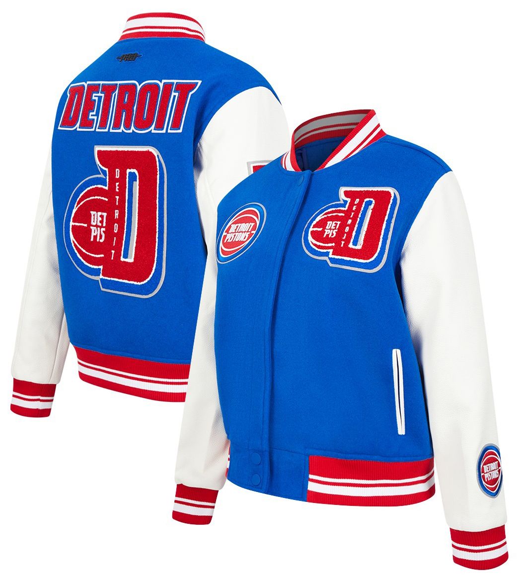 Pro Standard Women's Detroit Pistons Blue Classic Rib Wool Varsity Jacket