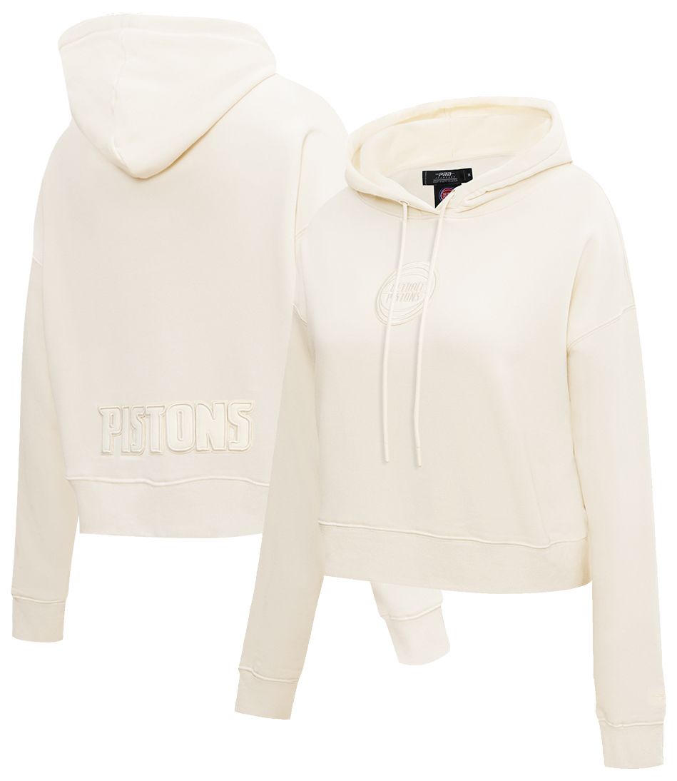 Pro Standard Women's Detroit Pistons Off White Neutral Cropped Fleece Pullover Hoodie