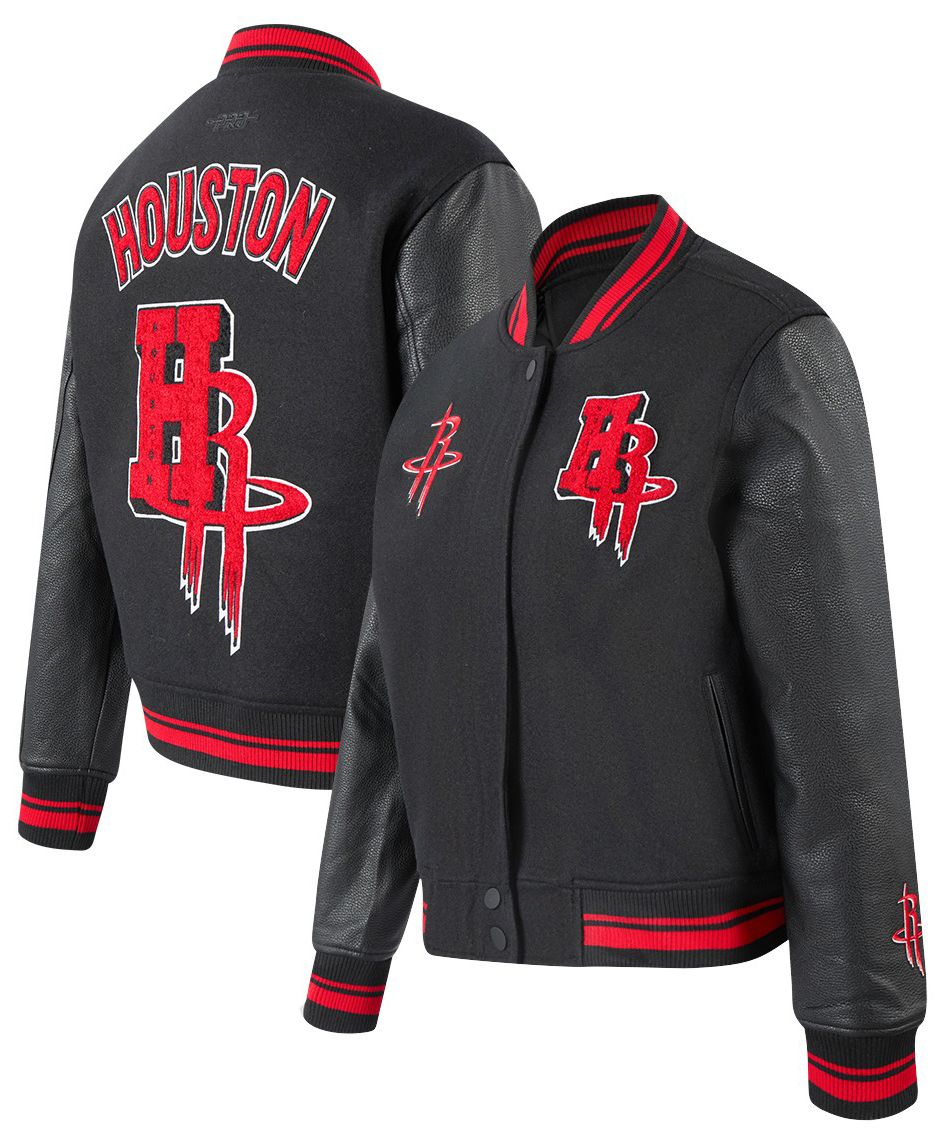 Pro Standard Women's Houston Rockets Black Classic Rib Wool Varsity Jacket