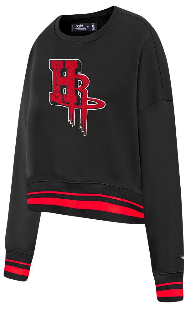 Pro Standard Women's Houston Rockets Black Mash Up Rib Fleece Crewneck Sweatshirt