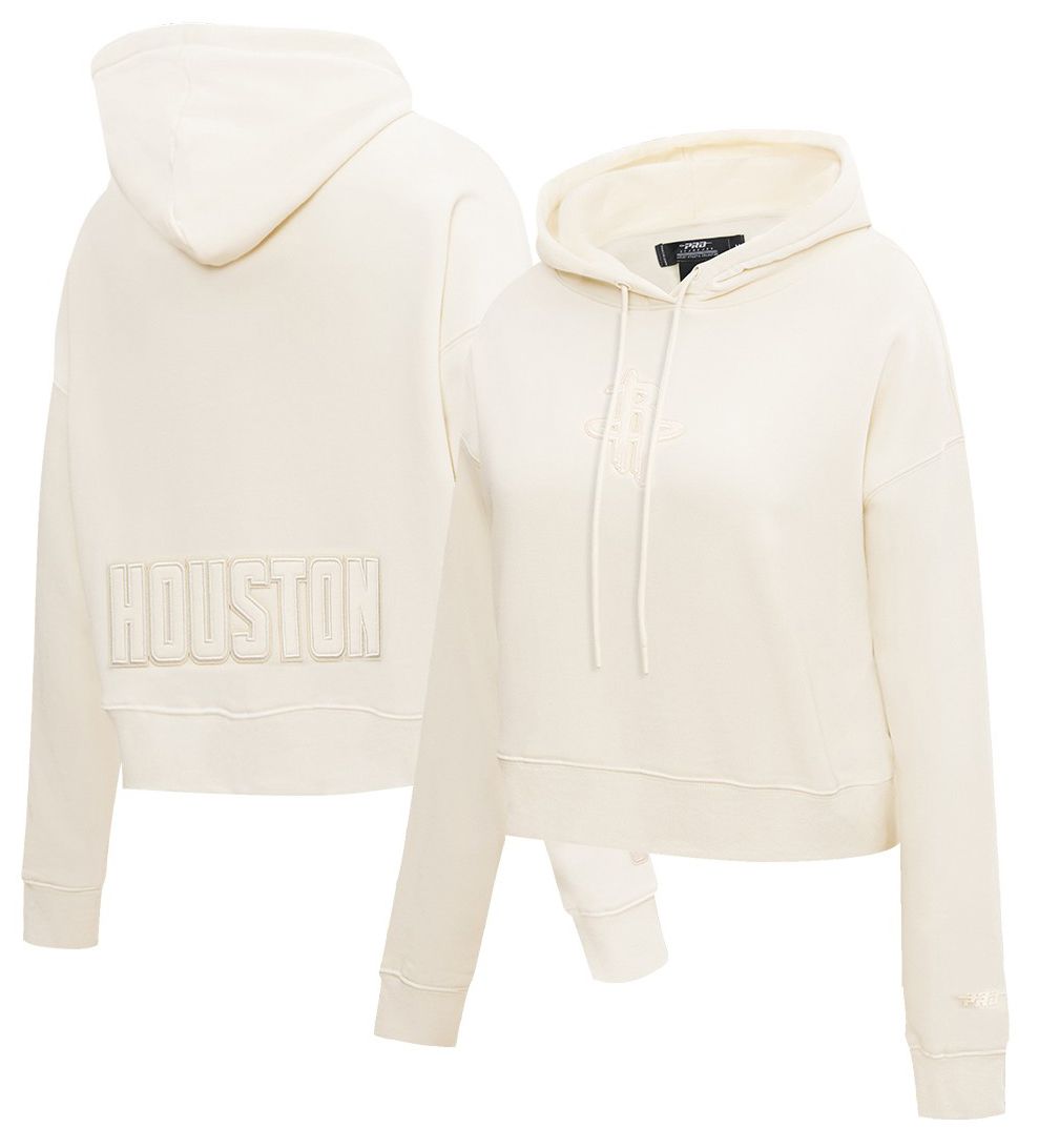 Pro Standard Women's Houston Rockets Off White Neutral Cropped Fleece Pullover Hoodie