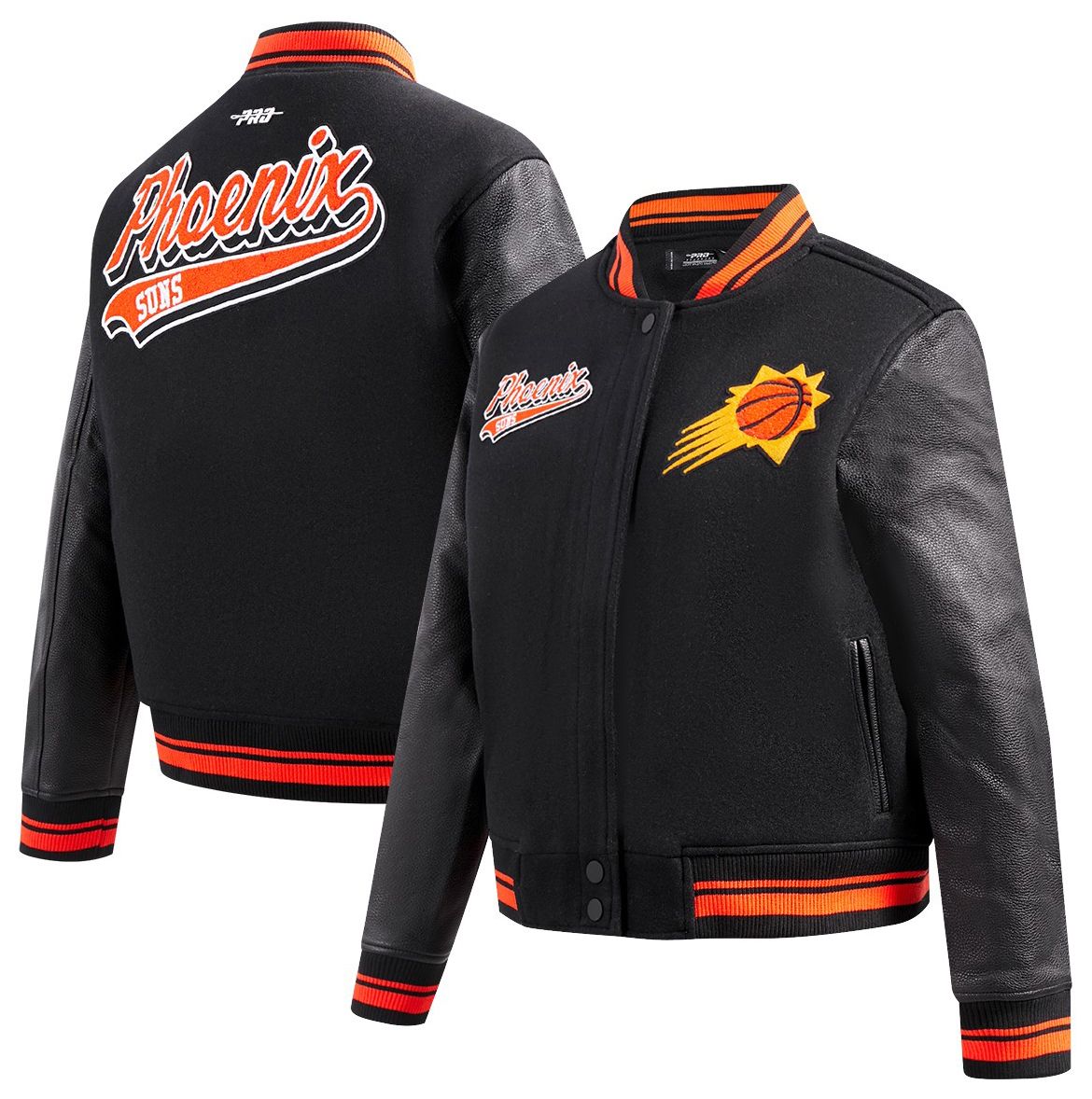 Pro Standard Women's Phoenix Suns Black Script Tail Wool Varsity Jacket