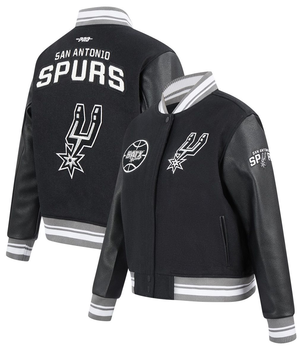 Pro Standard Women's San Antonio Spurs Black Retro Classic Rib Wool Varsity Jacket