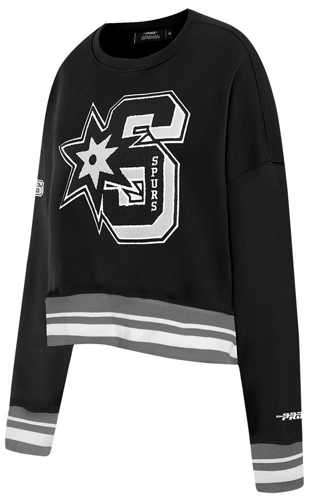 Pro Standard Women's San Antonio Spurs Black Mash Up Rib Fleece Crewneck Sweatshirt