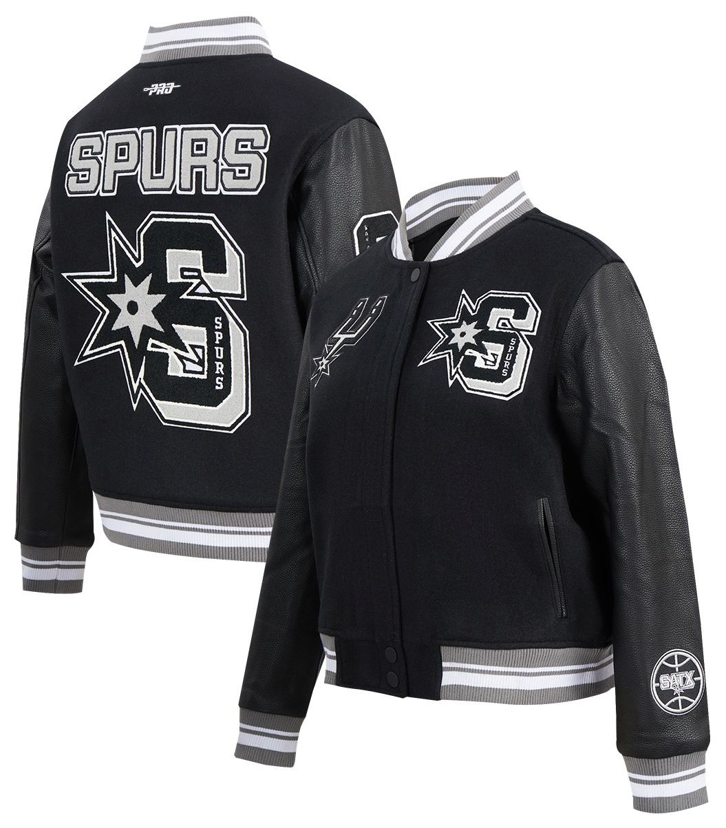 Pro Standard Women's San Antonio Spurs Black Mash Up Rib Wool Varsity Jacket