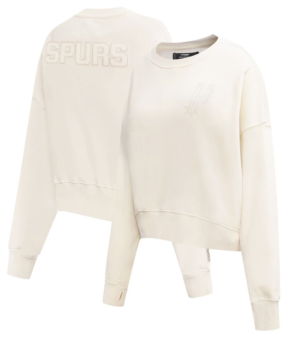 Pro Standard Women's San Antonio Spurs Off White Neutral Fleece Crewneck Sweatshirt
