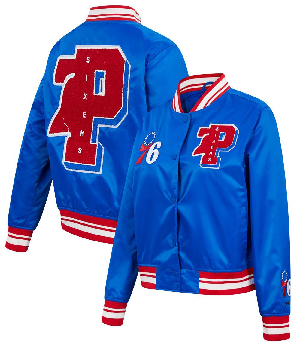Pro Standard Women's Philadelphia 76ers Blue Mash Up Rib Satin Jacket
