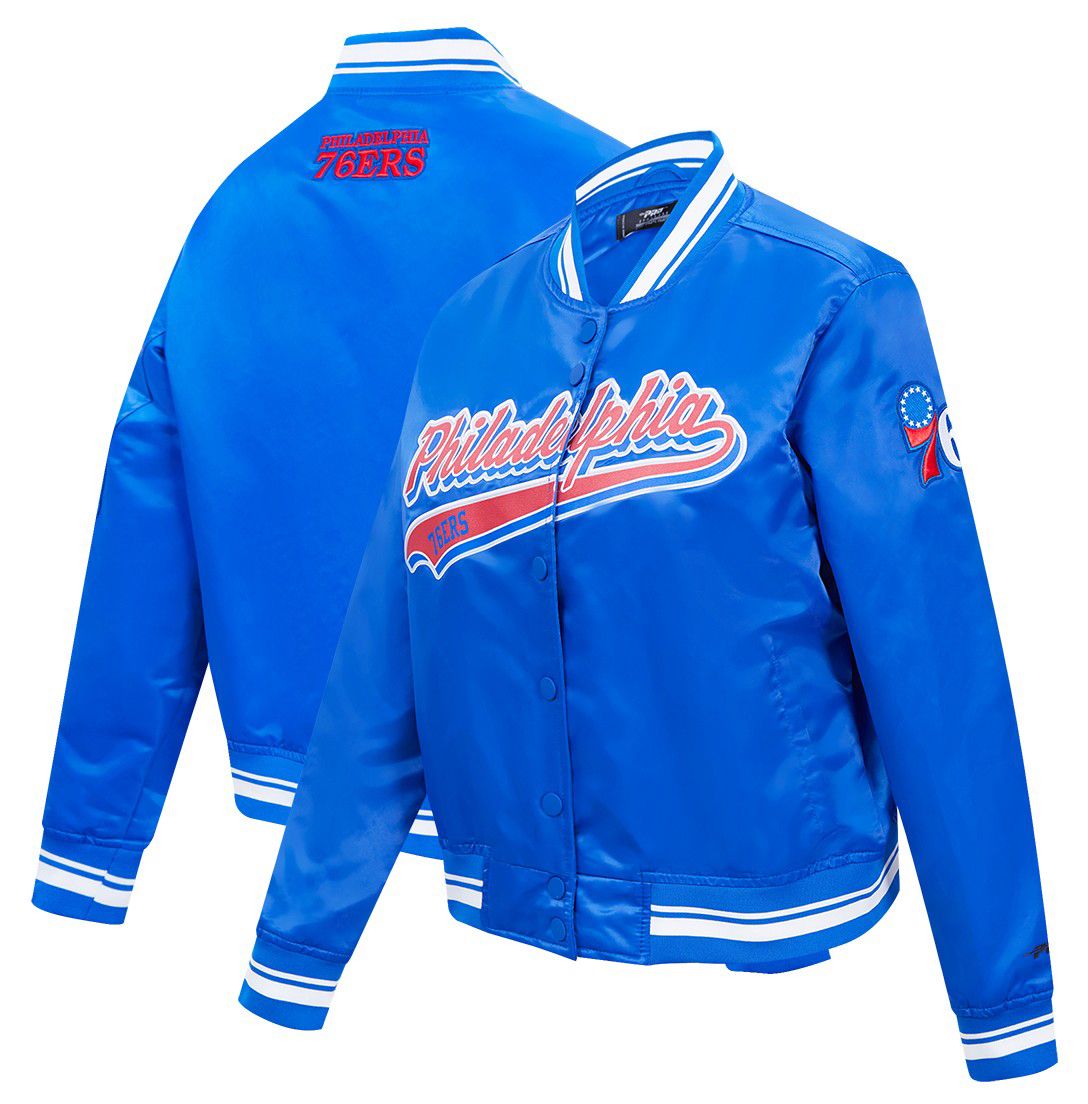 Pro Standard Women's Philadelphia 76ers Blue Script Tail Satin Jacket