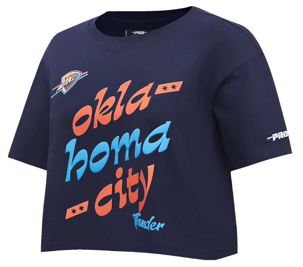 Pro Standard Women's Oklahoma City Thunder Navy Wordplay Boxy T-Shirt