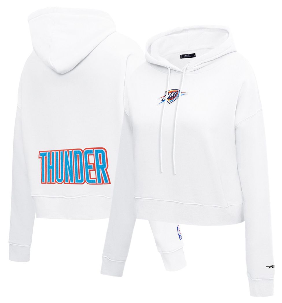 Pro Standard Women's Oklahoma City Thunder White Classic Cropped Fleece Pullover Hoodie