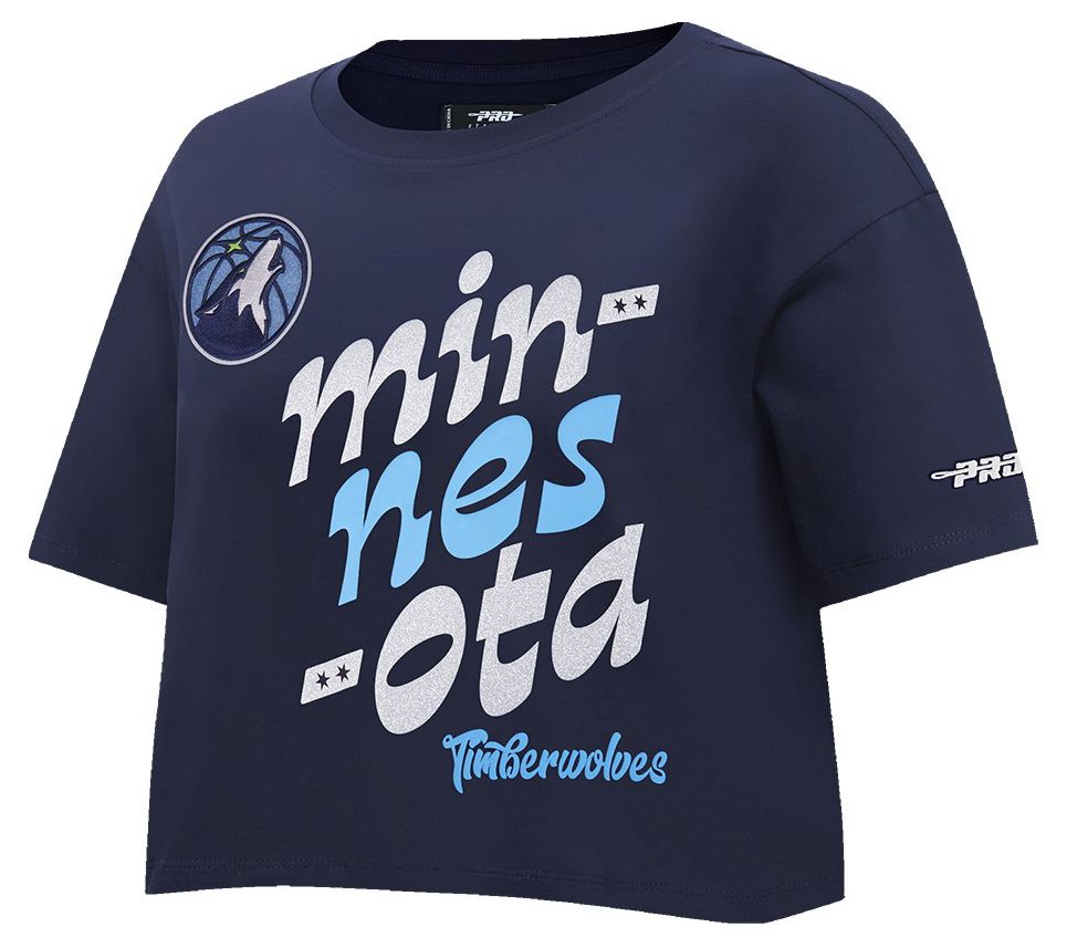 Pro Standard Women's Minnesota Timberwolves Navy Wordplay Boxy T-Shirt