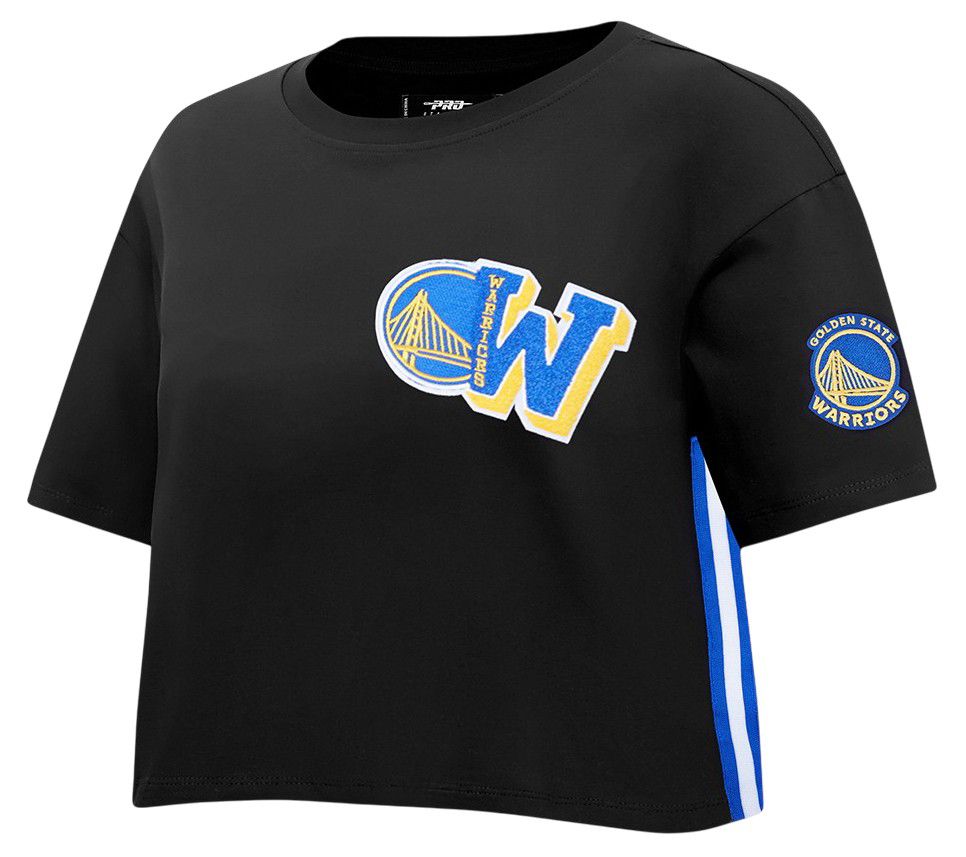 Pro Standard Women's Golden State Warriors Black Mash Up Boxy Cropped T-Shirt