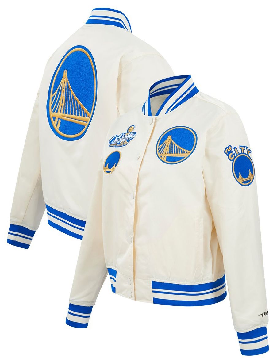 Pro Standard Women's Golden State Warriors Off White Retro Classic Rib Satin Jacket
