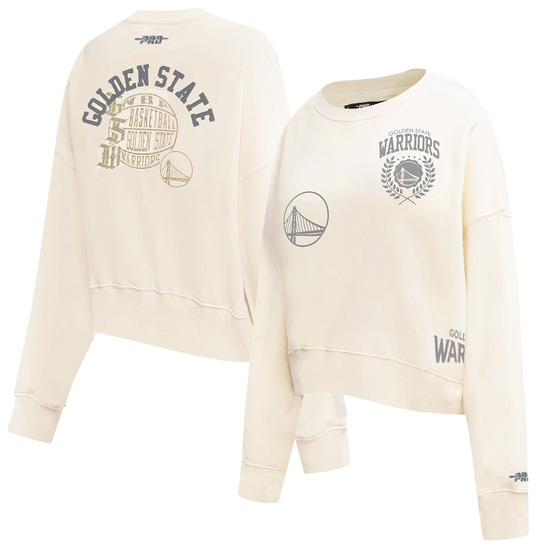Pro Standard Women's Golden State Warriors Off White Street Team Crewneck Sweatshirt