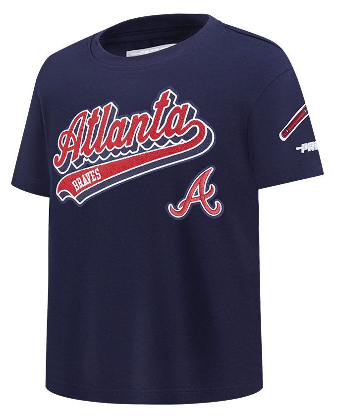 Pro Standard Youth Atlanta Braves Midnight Navy Script Tail T-Shirt