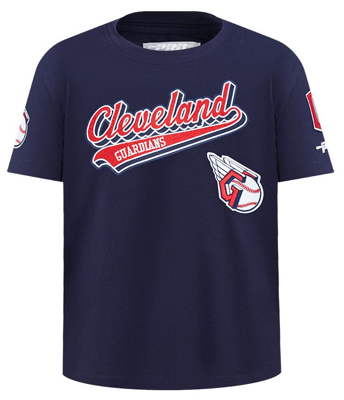 Pro Standard Youth Cleveland Guardians Midnight Navy Script Tail T-Shirt