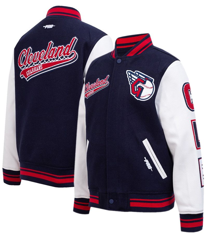Pro Standard Youth Cleveland Guardians Midnight Navy Script Varsity Jacket