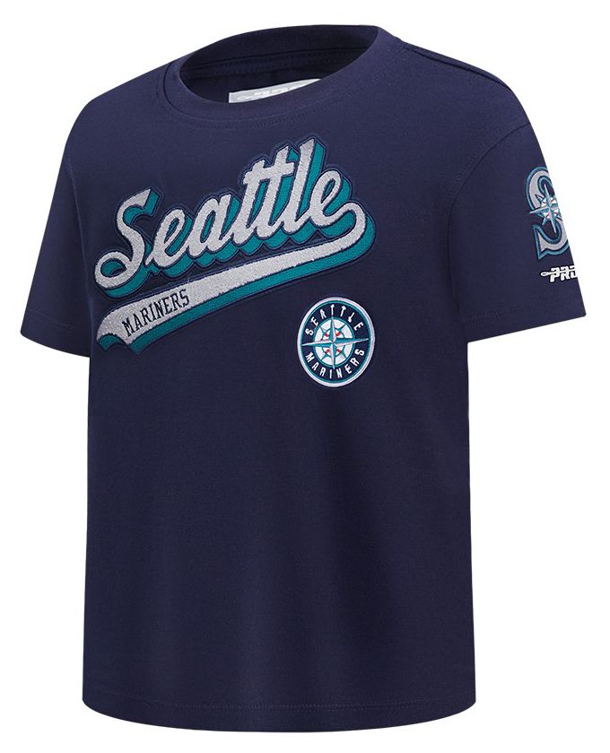 Pro Standard Youth Seattle Mariners Midnight Navy Script Tail T-Shirt