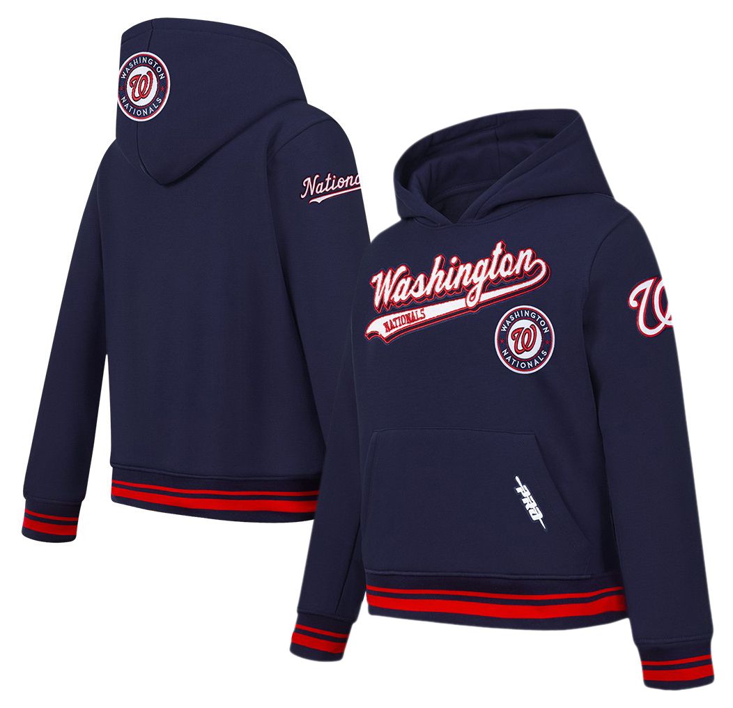 Pro Standard Youth Washington Nationals Midnight Navy Script Tail Ribbed Fleece Hoodie
